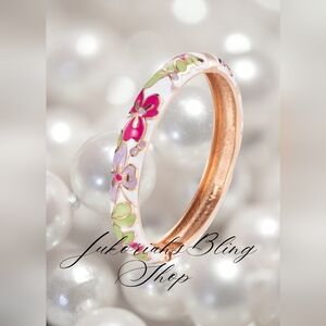 Vintage Cloisonne Floral Enamel Bangle Bracelet